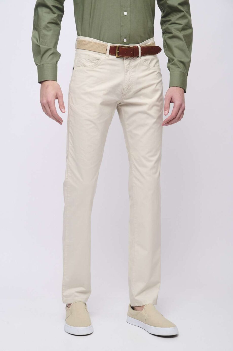 Pantalon corte jean regular de poplín