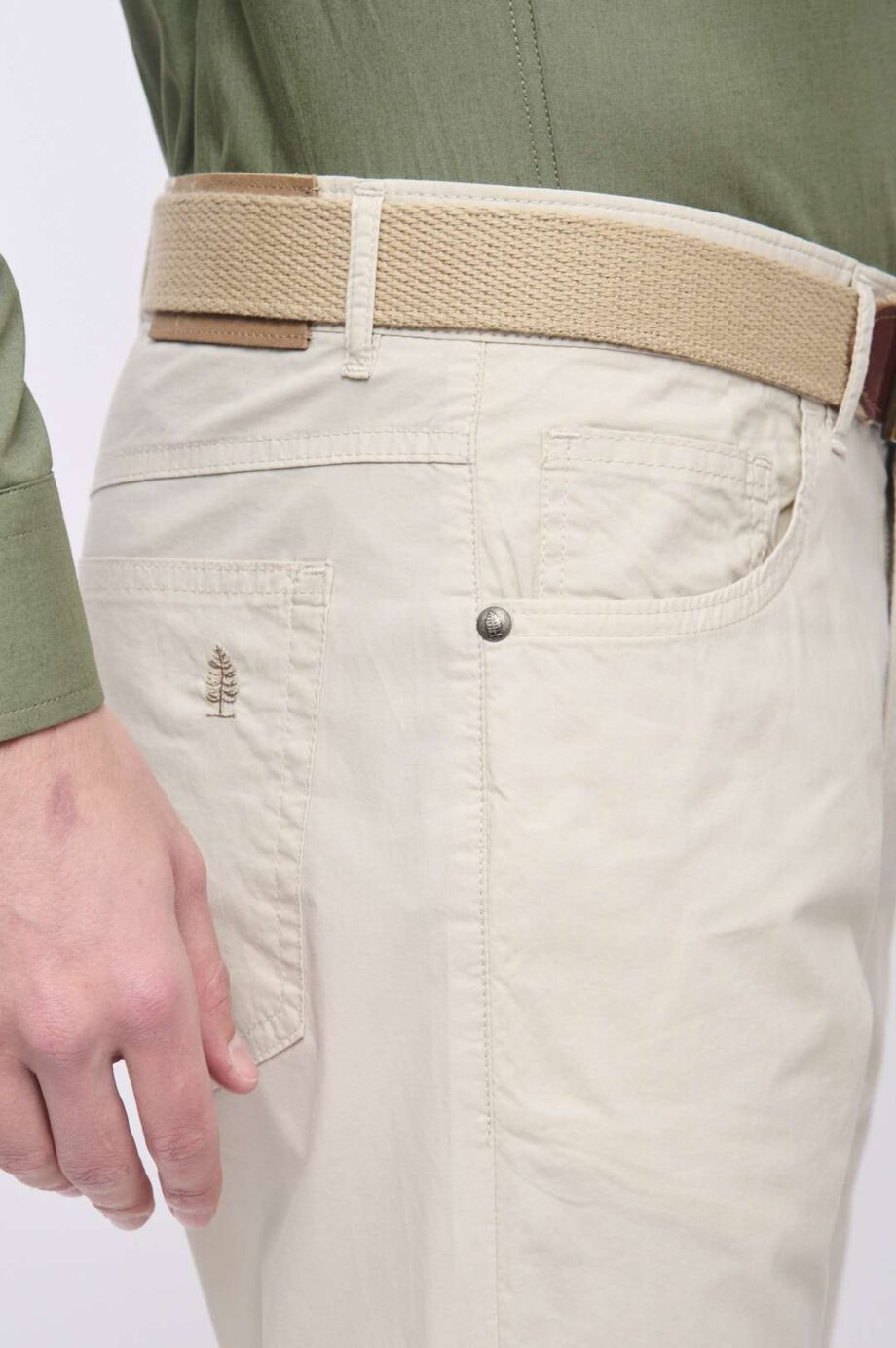 Pantalon corte jean regular de poplín