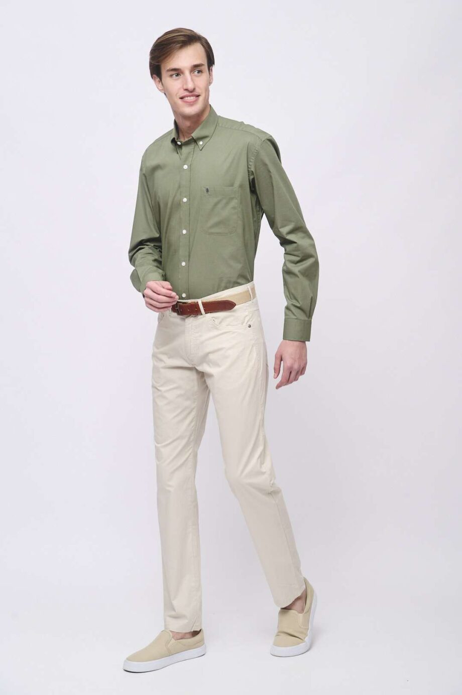 Pantalon corte jean regular de poplín