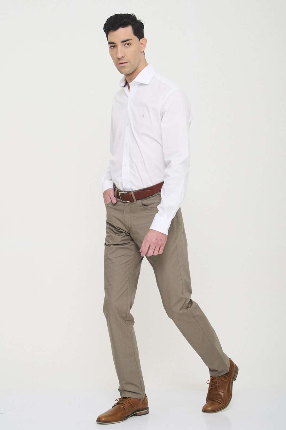 Pantalon corte jean regular de poplín