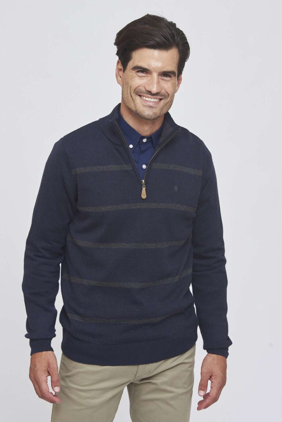 Sweater medio cierre a rayas