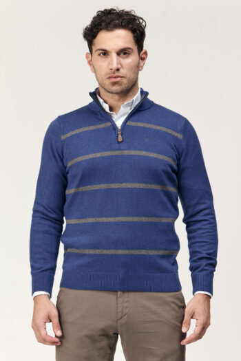 Sweater medio cierre a rayas
