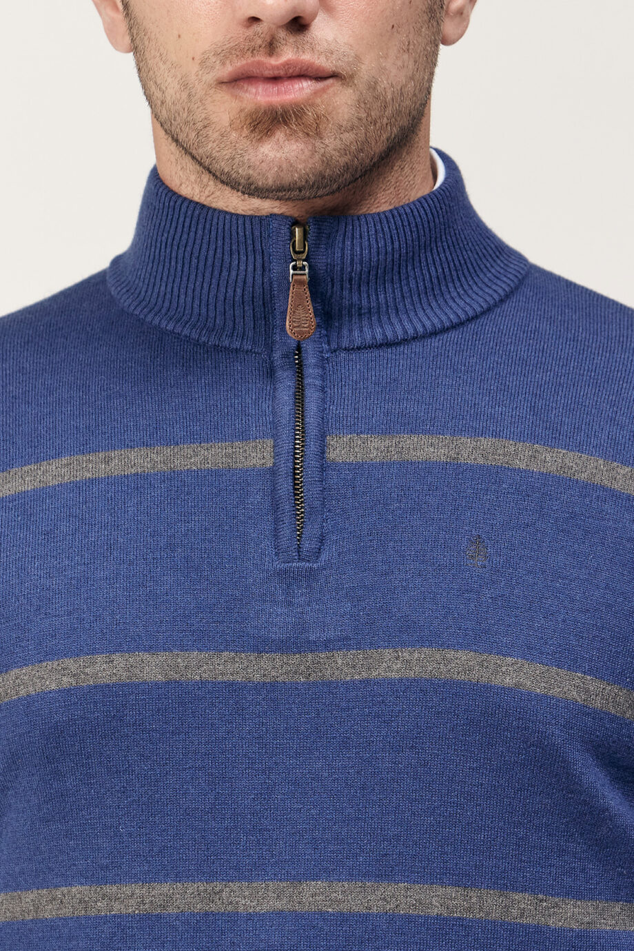 Sweater medio cierre a rayas