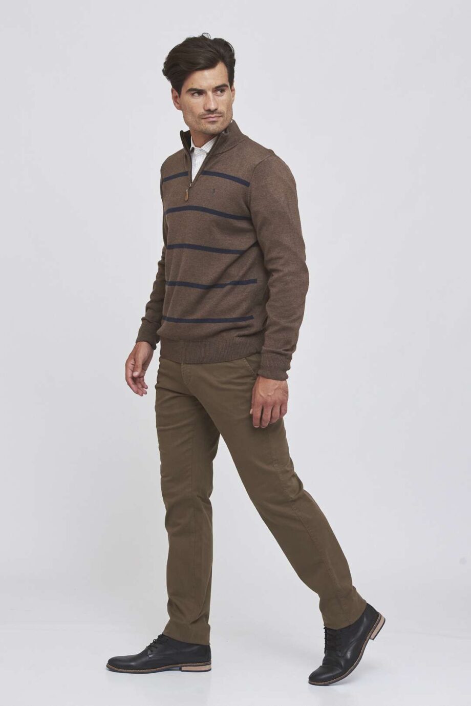 Sweater medio cierre a rayas
