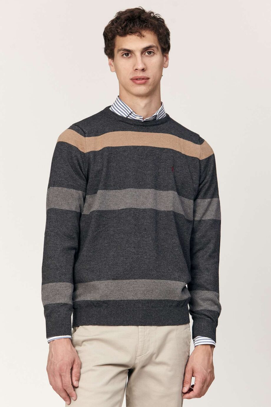 Sweater escote redondo a rayas