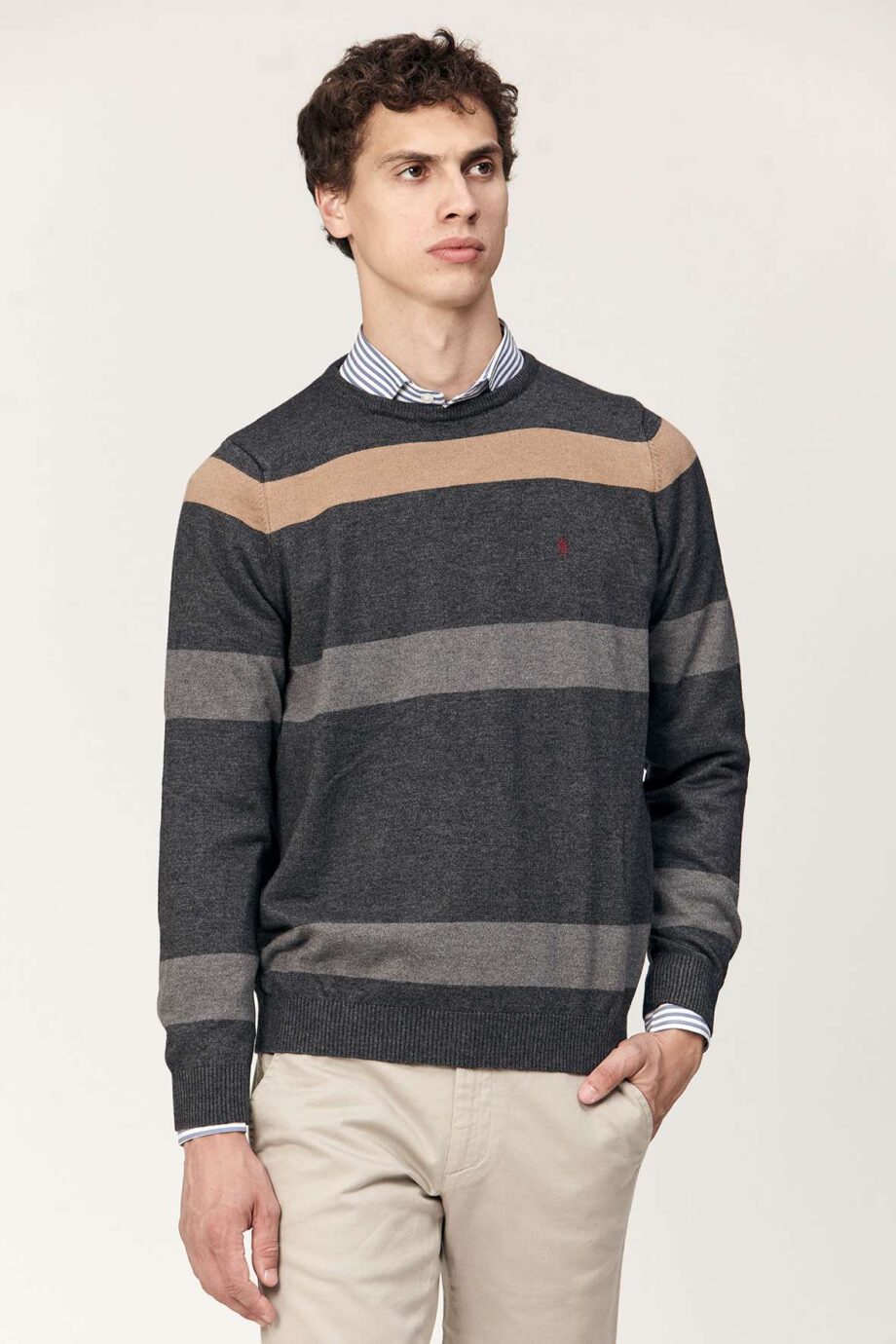 Sweater escote redondo a rayas