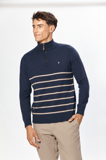 Sweater medio cierre rayado