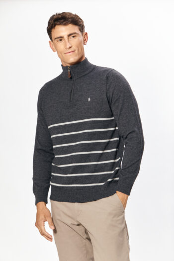 Sweater medio cierre rayado