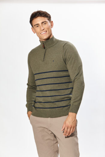 Sweater medio cierre rayado