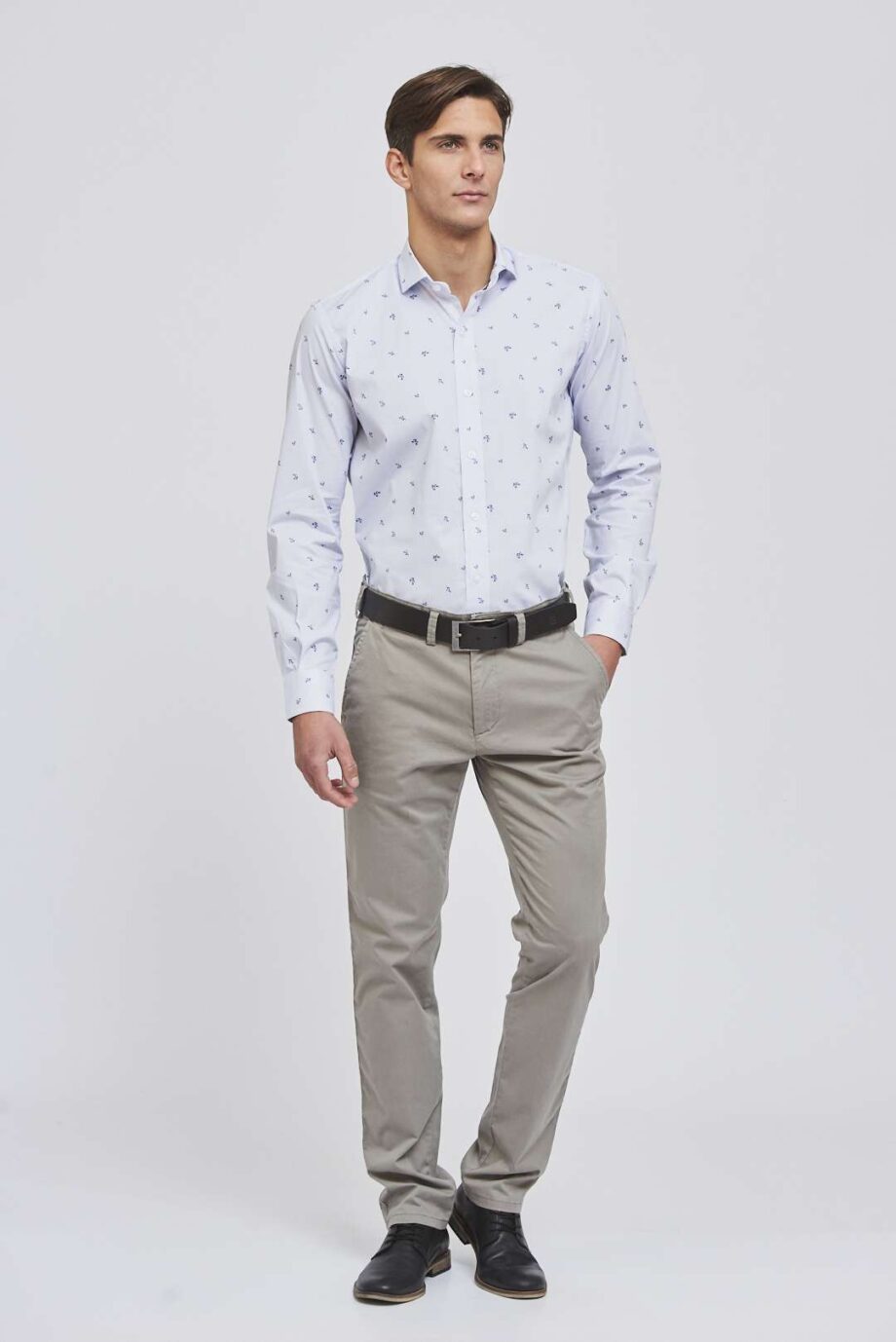 Camisa slim fit estampada de algodón