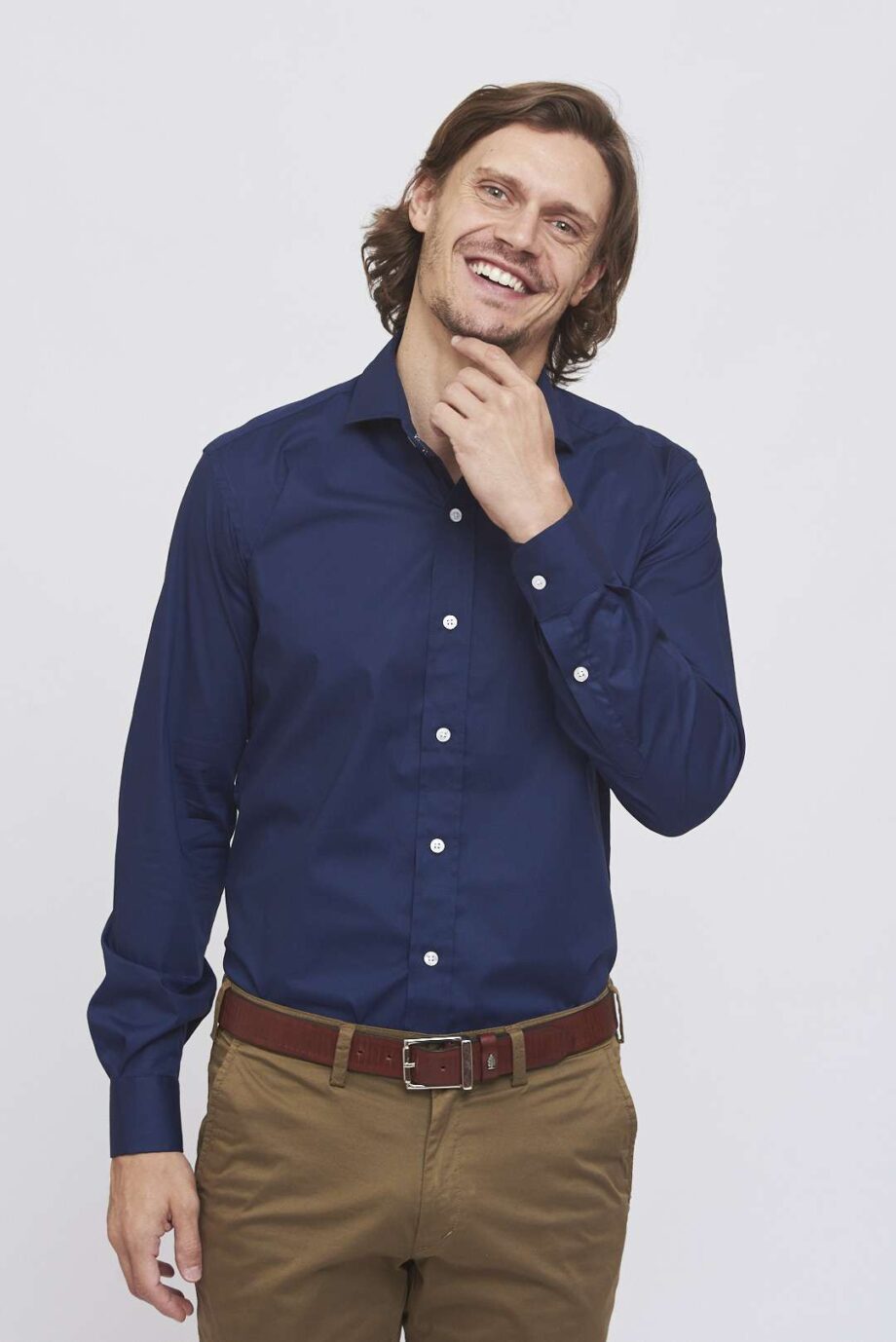 Camisa slim fit de poplin