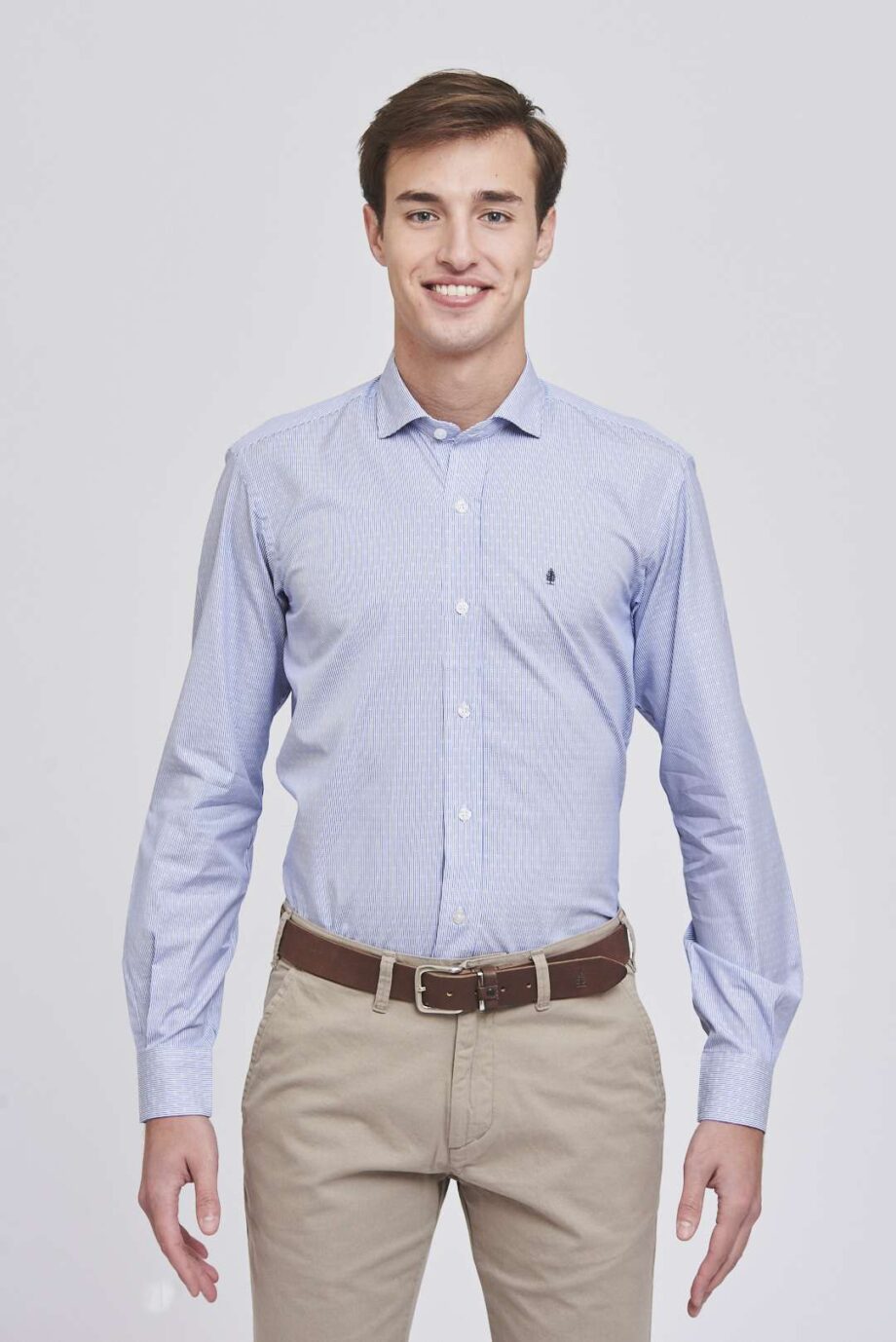 Camisa slim fit fantasía de algodón