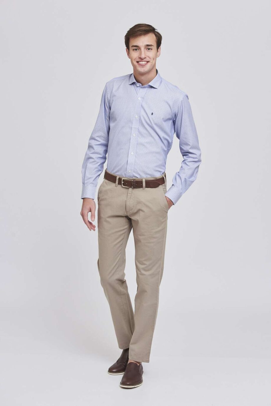 Camisa slim fit fantasía de algodón