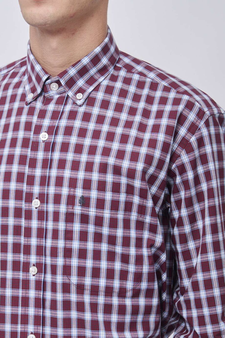 Camisa regular fit a cuadros de algodón