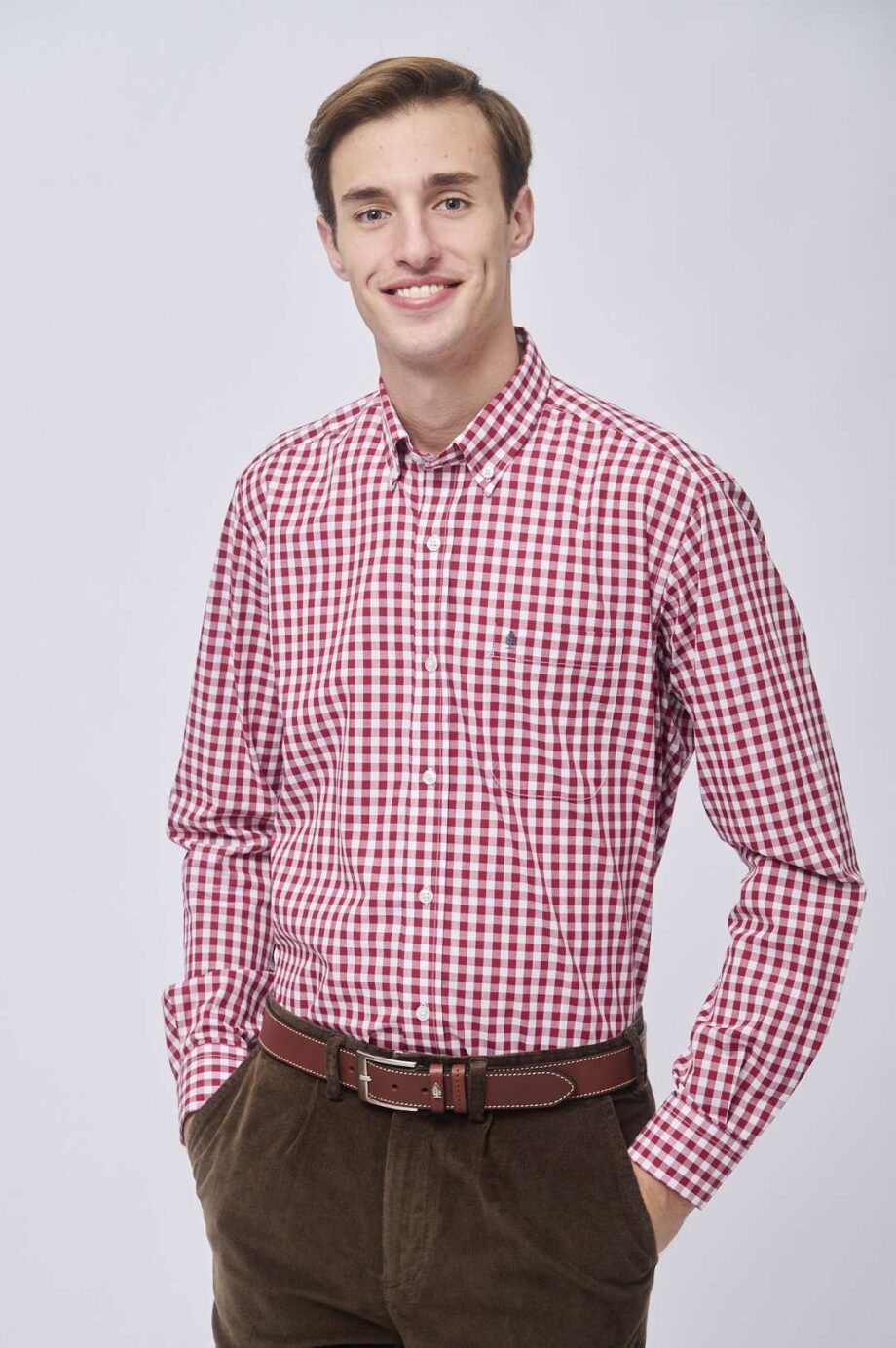 Camisa regular fit a cuadros de algodón