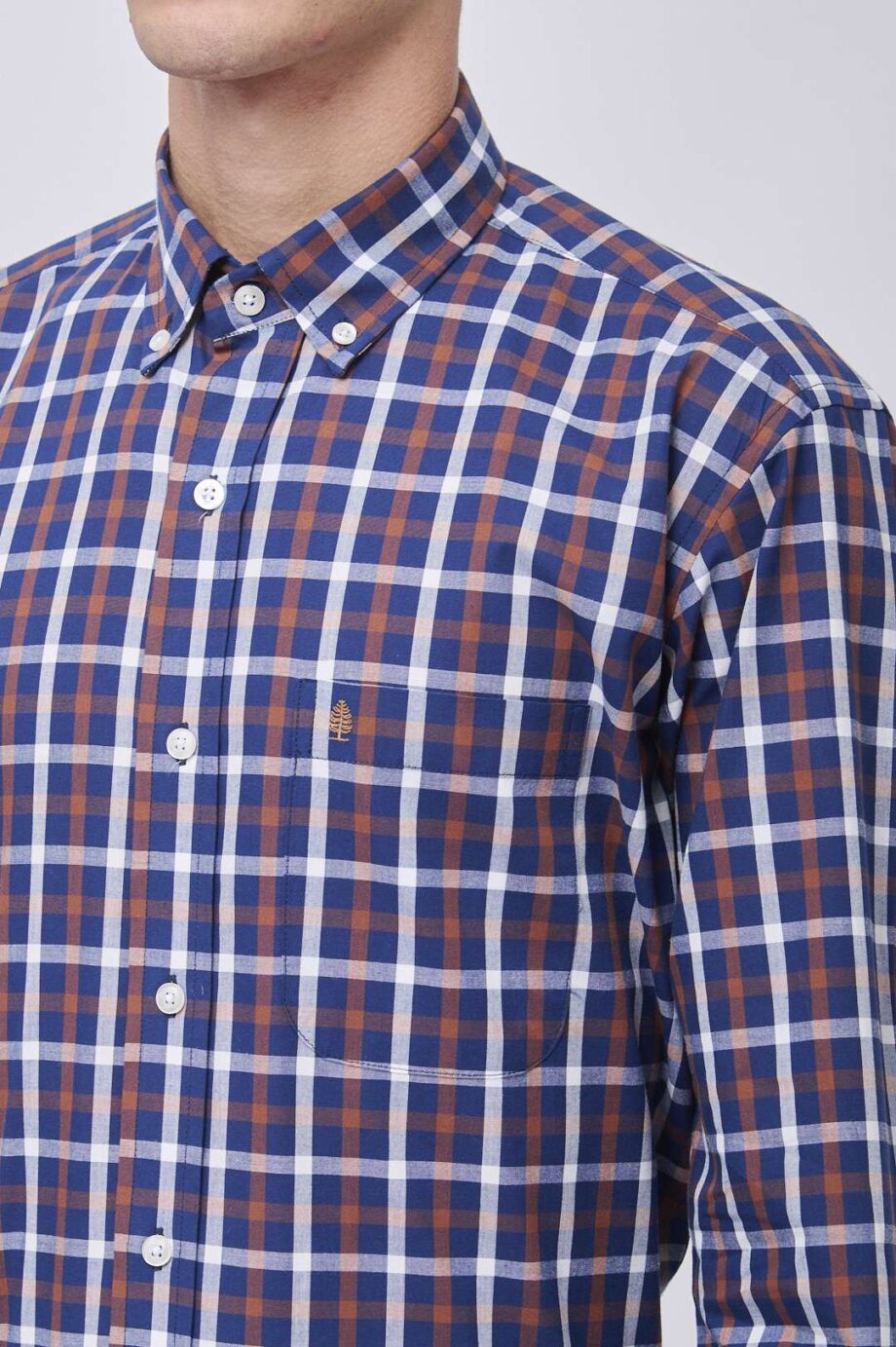 Camisa regular fit a cuadros de algodón
