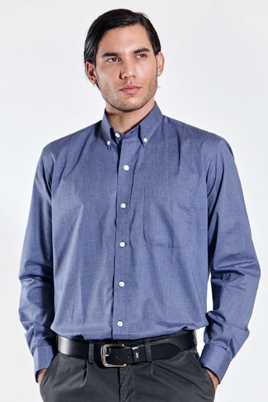 Camisa regular fit de algodón fil a fil