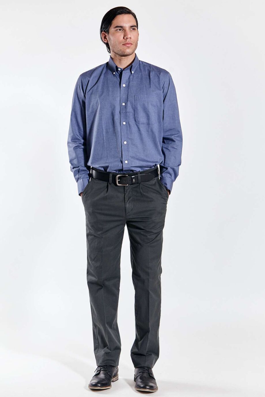 Camisa regular fit de algodón fil a fil