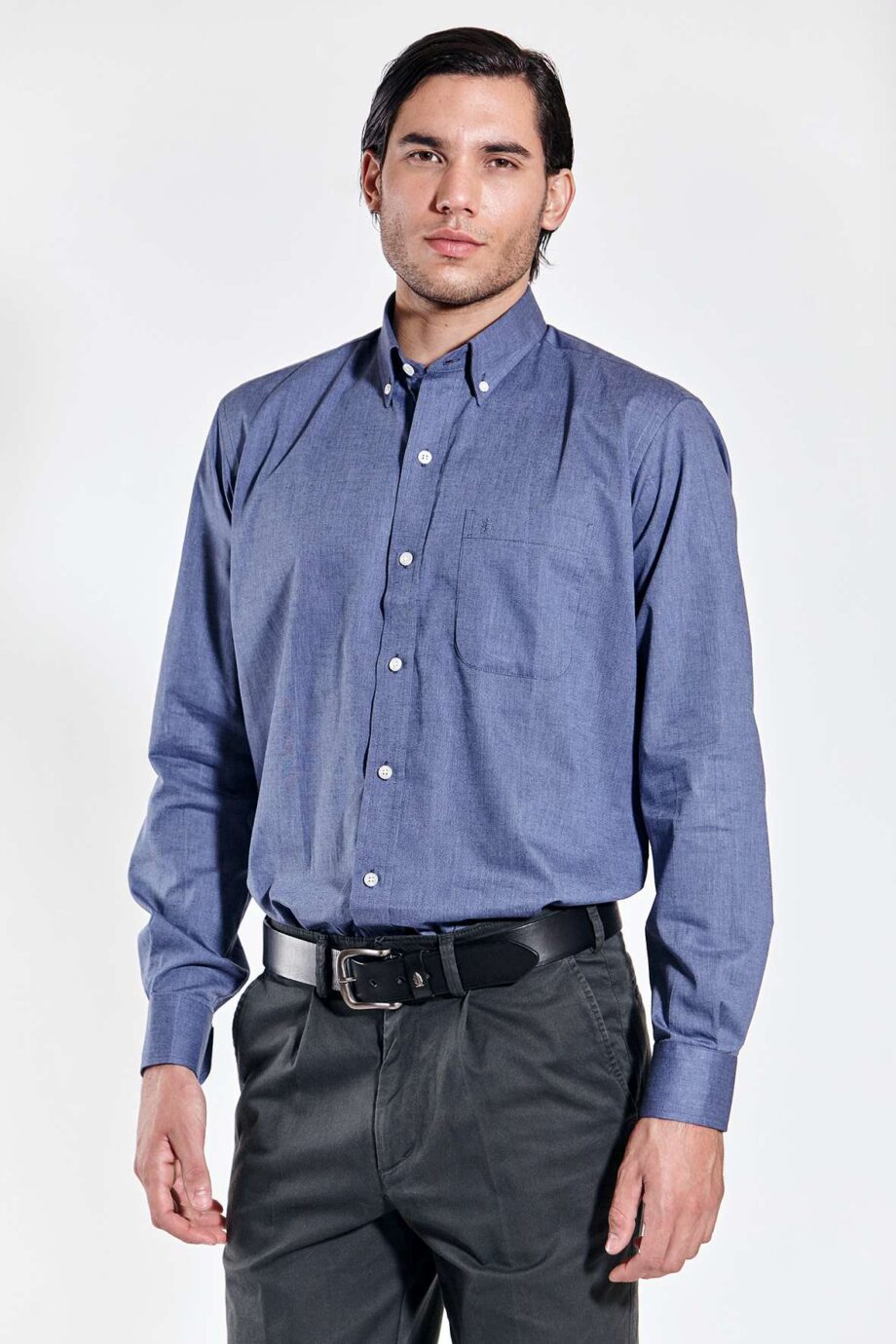 Camisa regular fit de algodón fil a fil