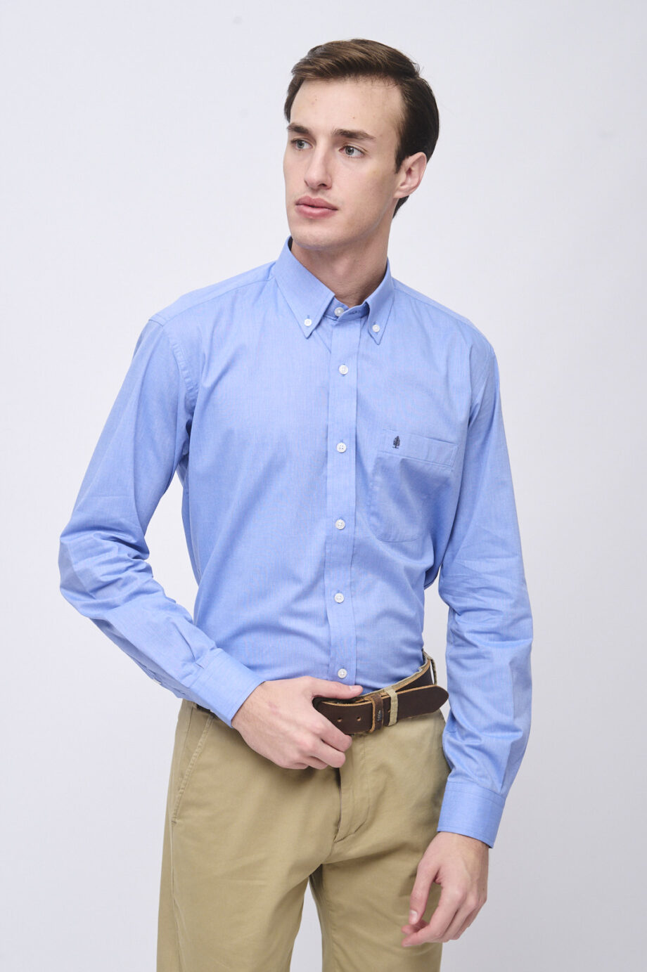 Camisa regular fit de algodón fil a fil