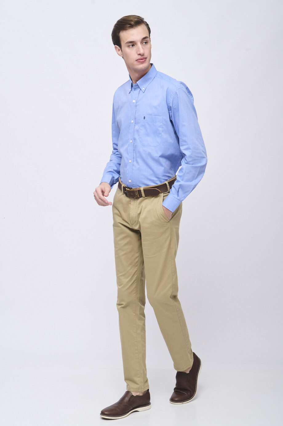 Camisa regular fit de algodón fil a fil