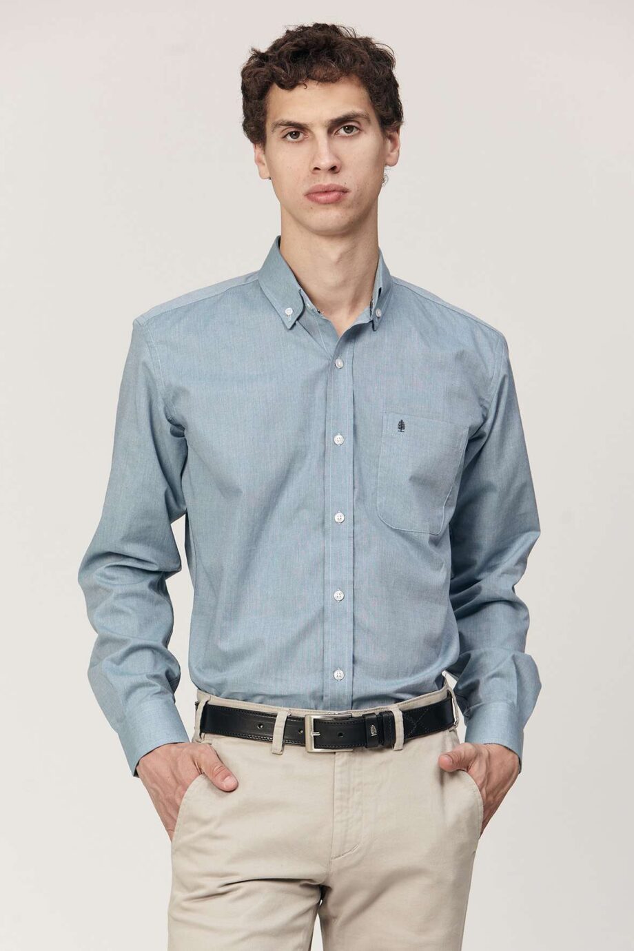 Camisa regular fit de algodón fil a fil