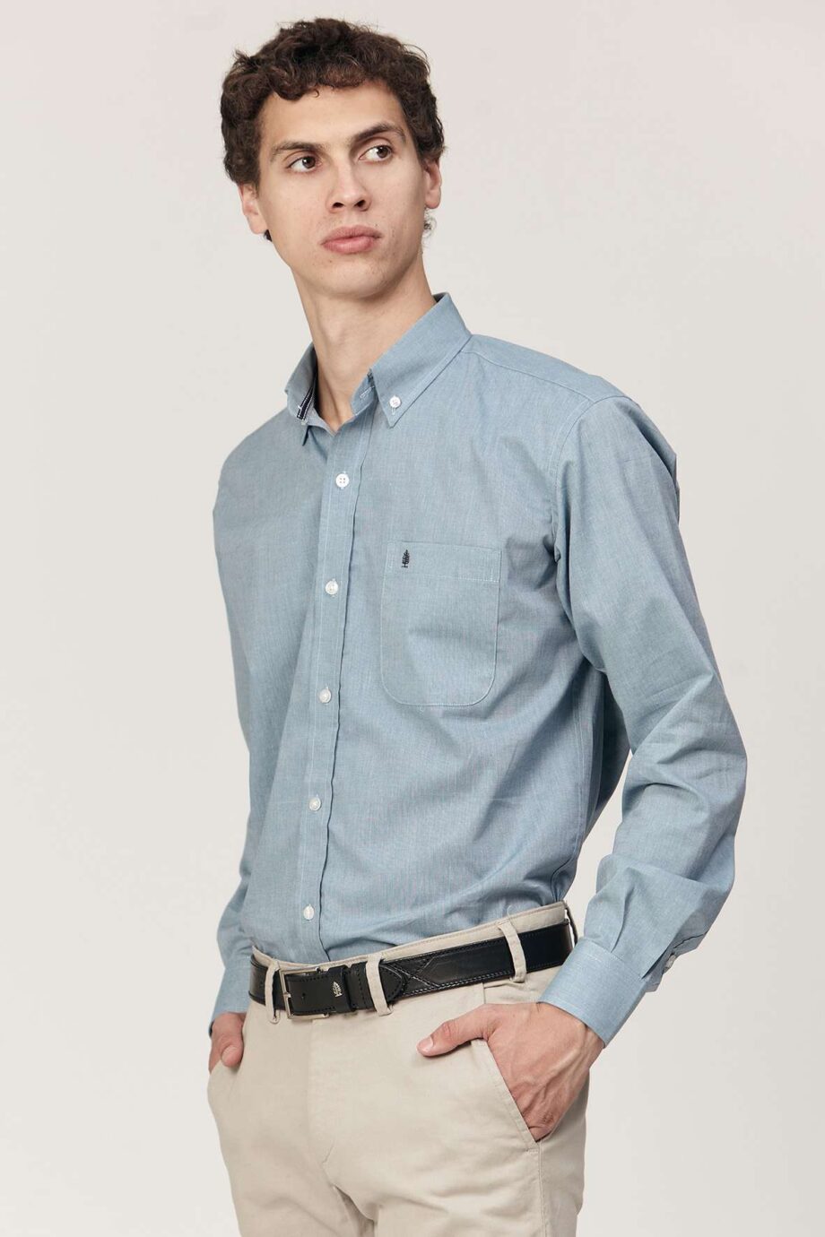 Camisa regular fit de algodón fil a fil