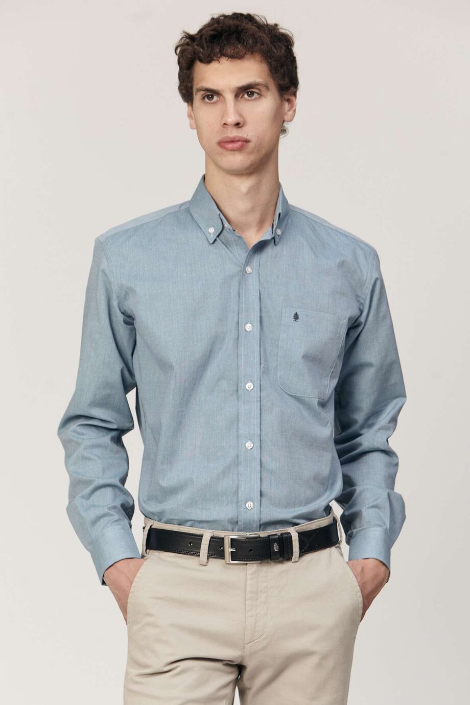 Camisa regular fit de algodón fil a fil