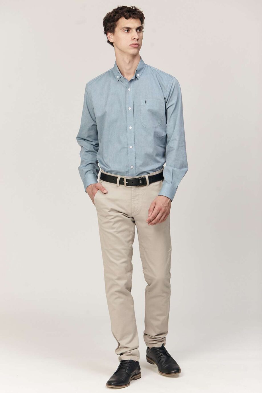 Camisa regular fit de algodón fil a fil