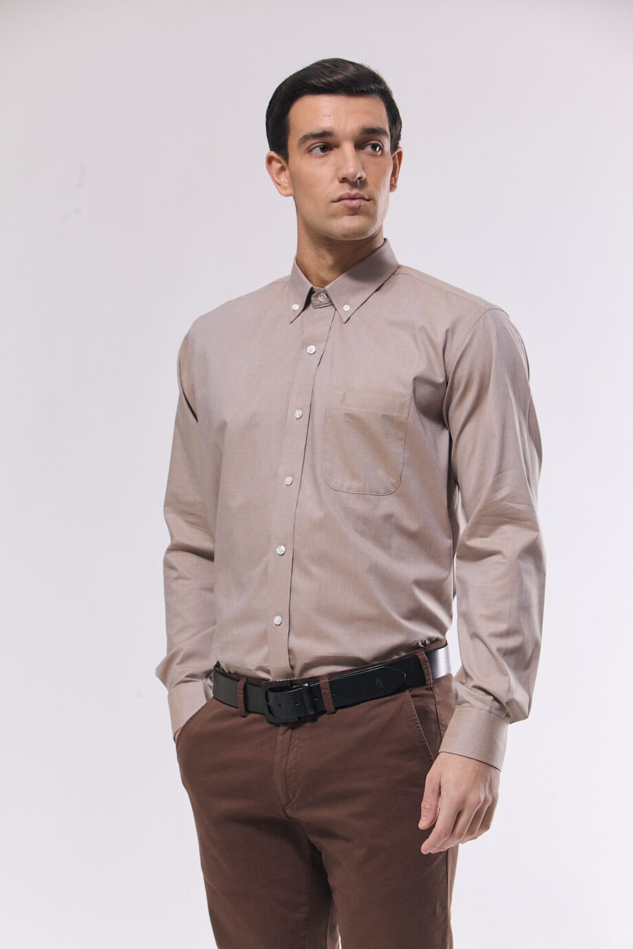Camisa regular fit de algodón fil a fil