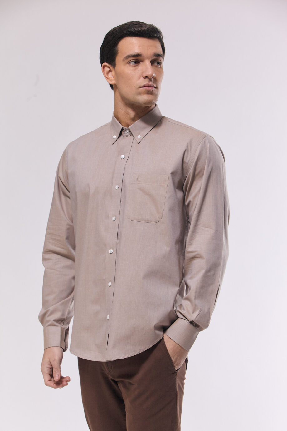 Camisa regular fit de algodón fil a fil