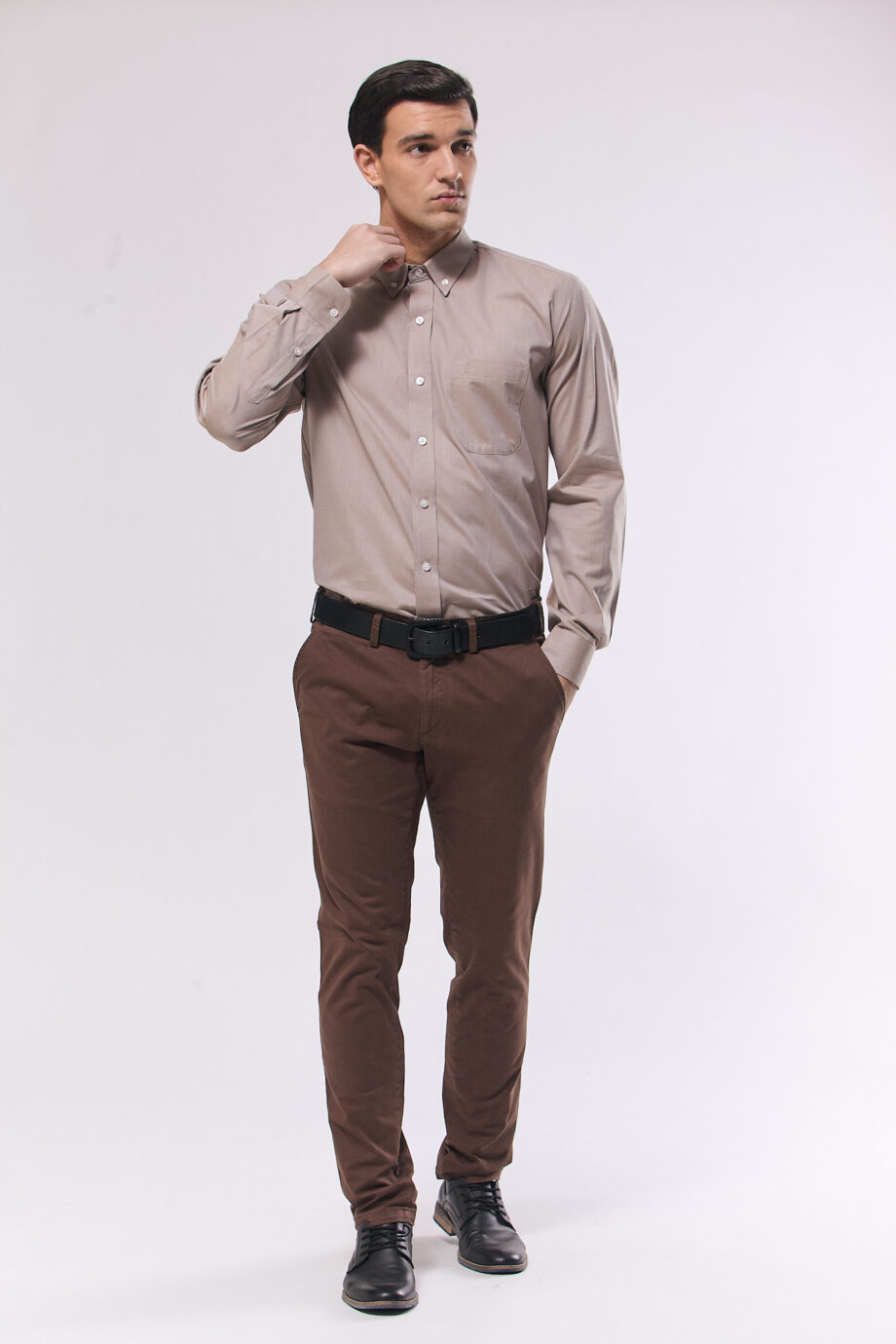 Camisa regular fit de algodón fil a fil