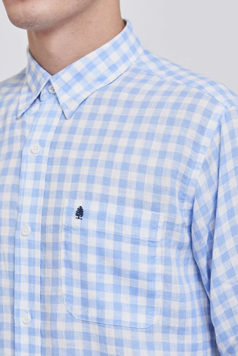 Camisa regular fit a cuadros de lino