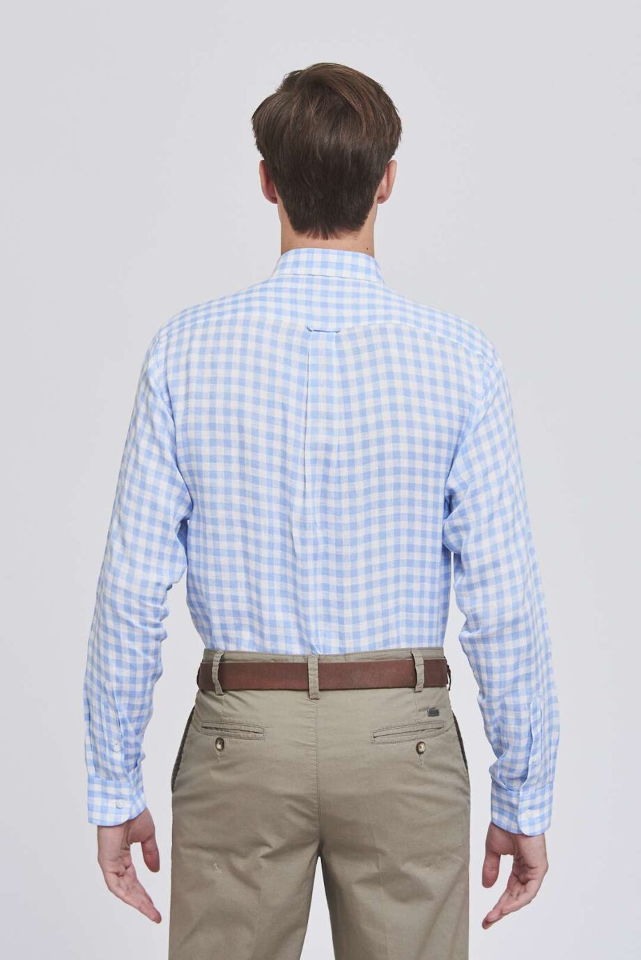 Camisa regular fit a cuadros de lino