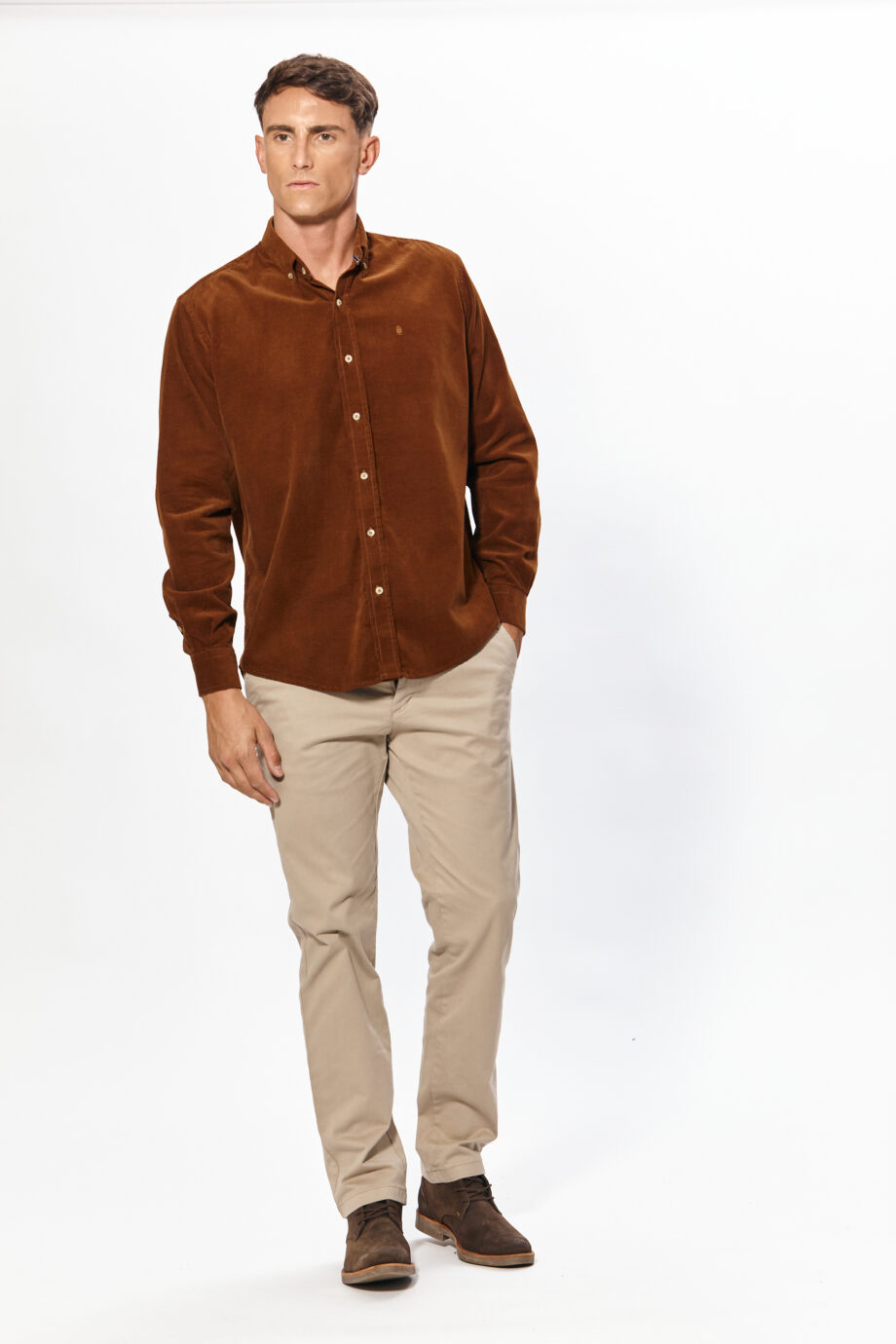 Camisa regular fit lisa sin bolsillo