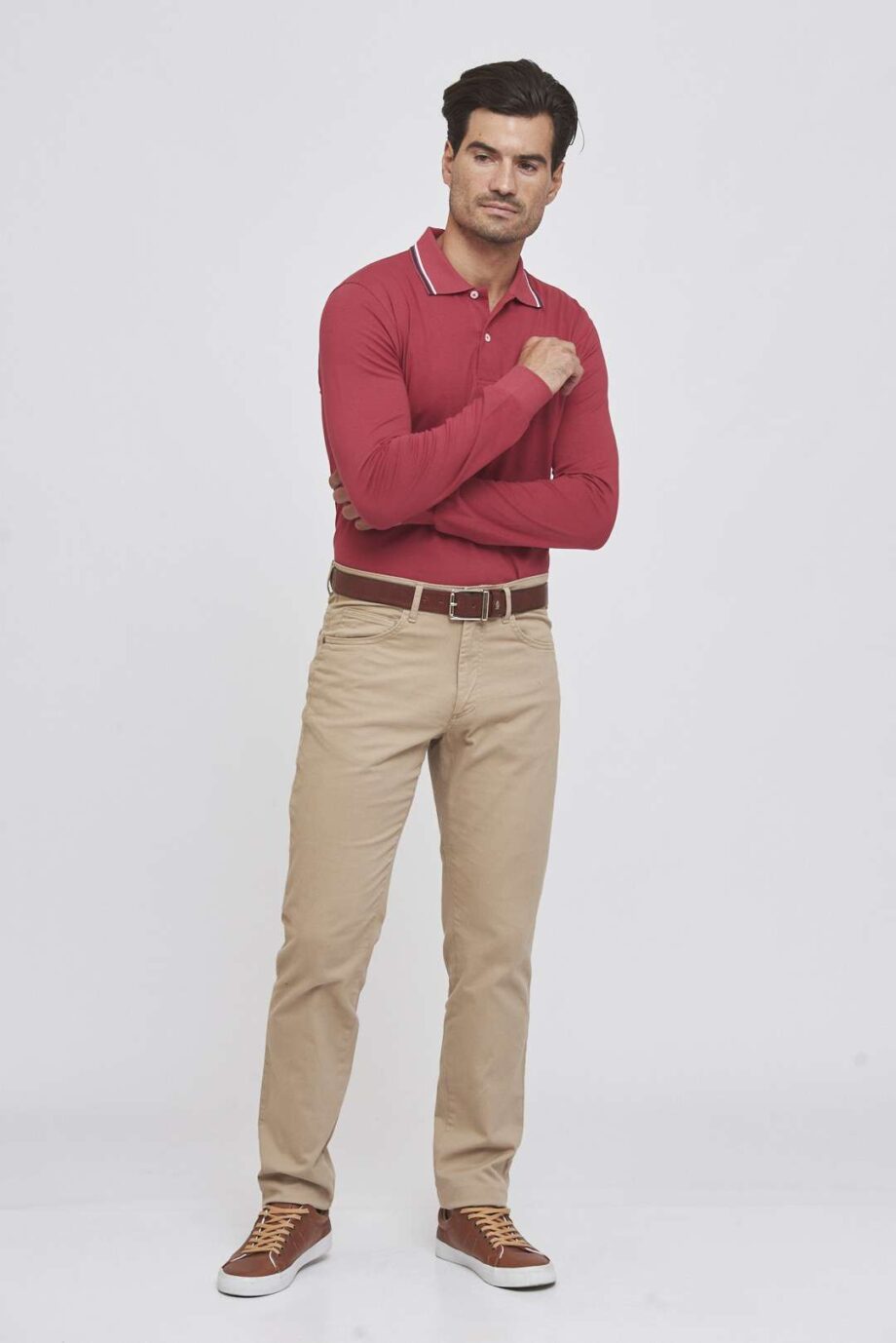 Polo mangas largas de jersey liso